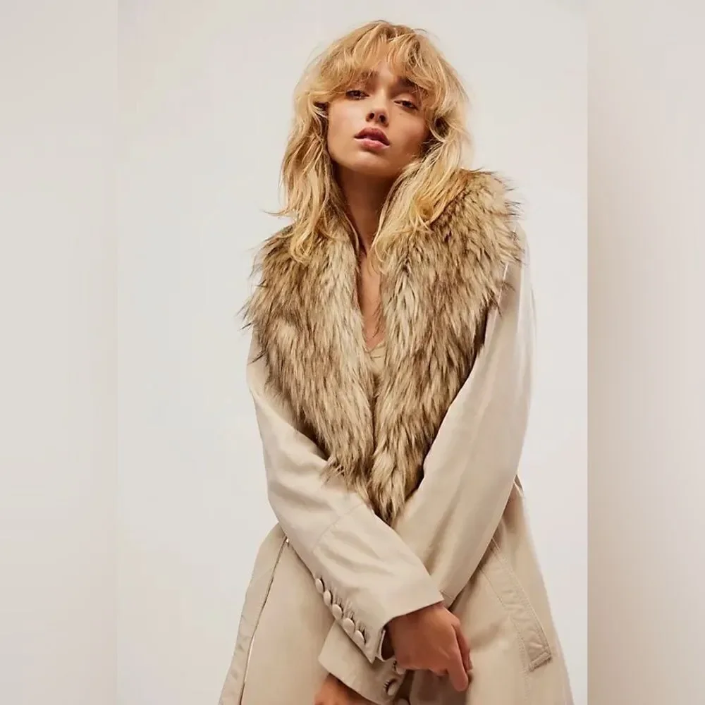 Free People FREE PEOPLE Train Leather Duster - Grey/ size XL